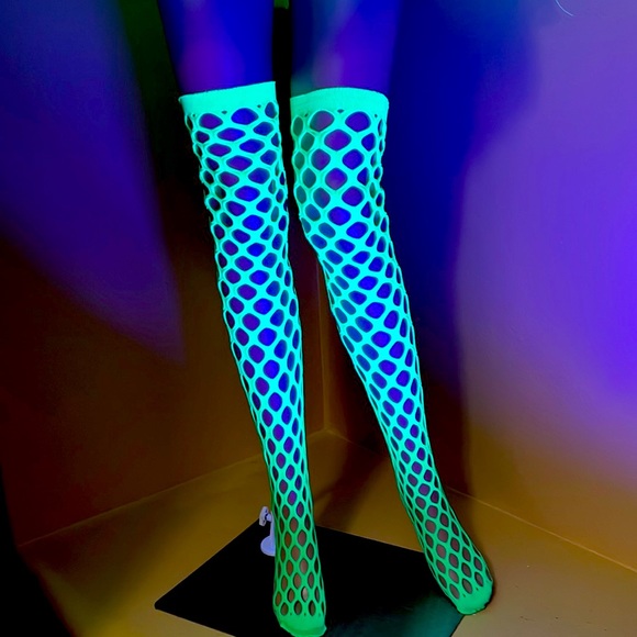 NWT Neon Green Body Suit with Thigh High Stockings. - Picture 5 of 12